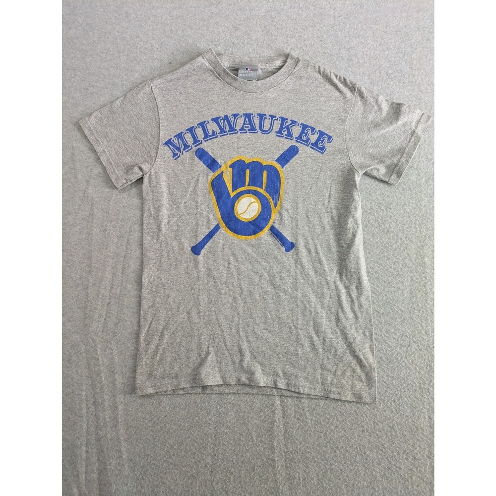 Delta Milwaukee Brewers Logo T-Shirt Men's Small Gray Tee MLB Baseball Shirt